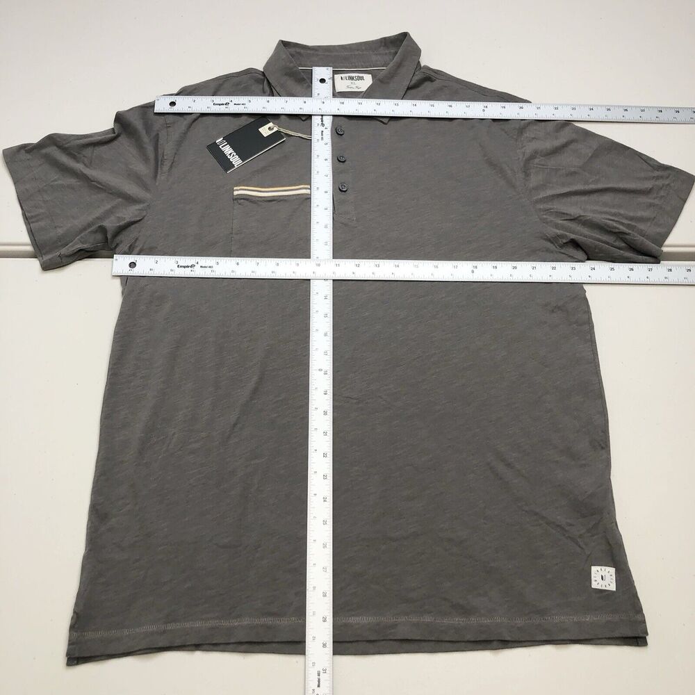Linksoul Shirt Mens XL Charcoal Hopper Knit Polo Shirt Casual Preppy Golf LS1220 - Picture 3 of 11